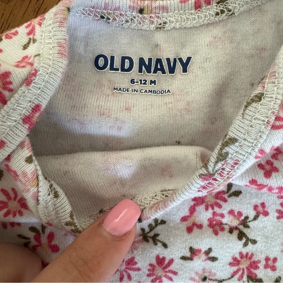 Old Navy Bundle of 2 Striped Dress and Floral Onesie Size 6-12M - Picture 3 of 4